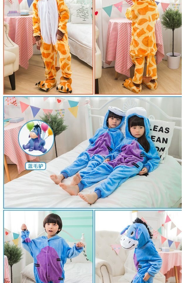 Mùa đông flannel cha mẹ-con đồ ngủ gia đình phù hợp với một gia đình ba nhà dày lên động vật mẹ và con gái áo ngủ
