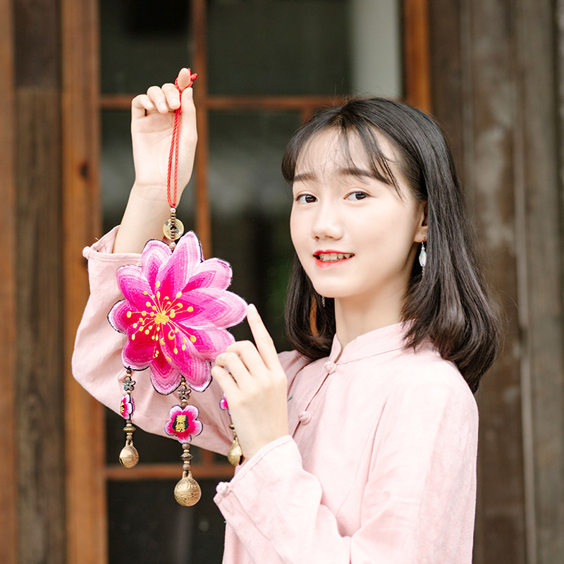 Youzhou Miao embroidery curtain pendant creative entry and exit Pingan pendant embroidery ethnic style pendant