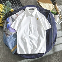 Áo sơ mi polo phong cách Hồng Kông nam mùa hè nam giản dị áo sơ mi nam và nữ ngắn tay áo thun đôi ve áo thủy sinh từ bi - Polo áo nam