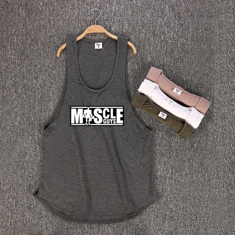 Muscleguys Brand Bodybuilding Sleeveless Shirt Mens Gyms Tan