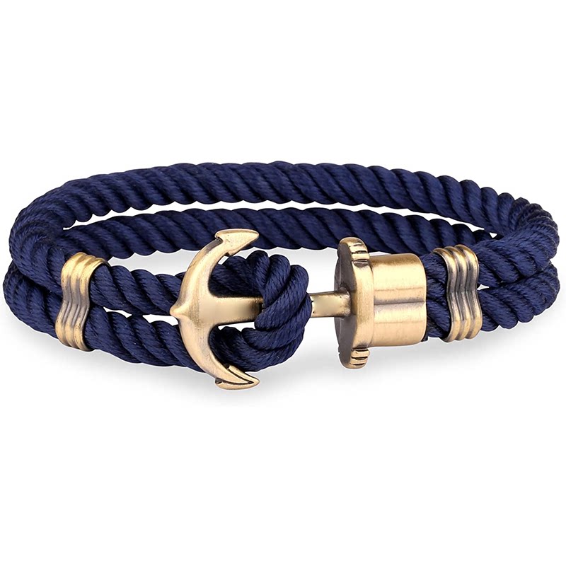 Mien Anchor Bracelet Made of Nylon in Navy Blue und Anchor M