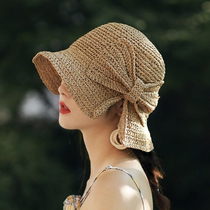 Parent-child 100%Raffia Bow Sun Hat Wide Brim Floppy Summer