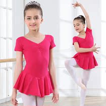 Dance clothing childrens girls summer practice clothing cotton one-piece short sleeve grade examination kindergarten performance clothing New