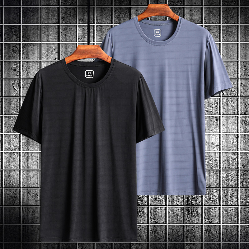 Short-sleeved T-shirt men's 2021 spring and summer new ice silk ultra-light breathable quick-drying outdoor sports round neck top