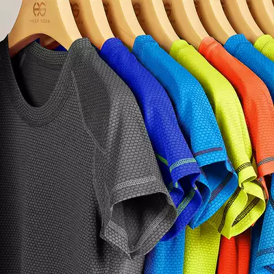 Quick-drying clothes Men's short-sleeved loose running top half-sleeved couple's solid color T-shirt summer large size sports T-shirt