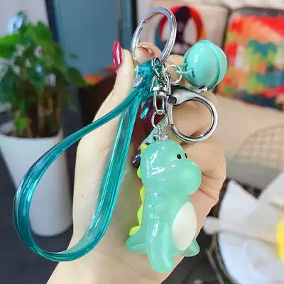 Personality creative flash acrylic dinosaur keychain cartoon cute car key ring bag pendant