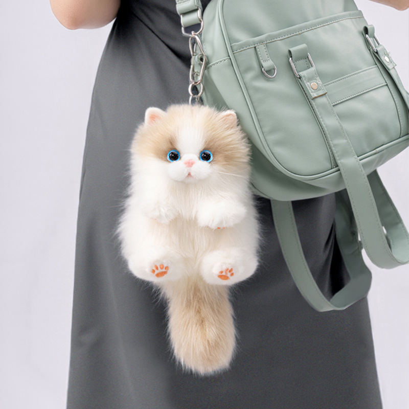 Chongwud Realistic Kitten Keychain Plush Toy Cat Bag Pendant Doll Gift