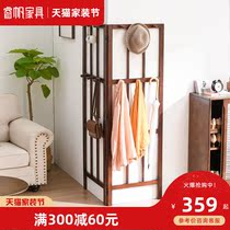 Nordic solid wood corner coat rack simple modern hanger floor bedroom hanger Creative clothes shelf home