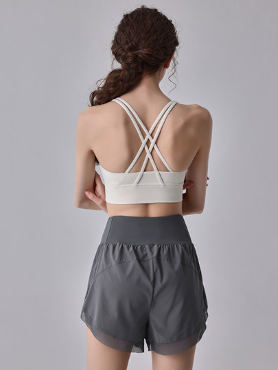 Daddect Cross-Back Yoga Top with Chest Pads, Women's Camisole Sports Bra, Fitness Bra for Outerwear in Summer