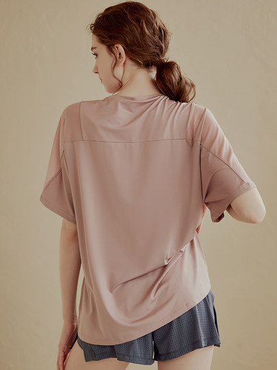 Daddect Loose Quick-Drying Sports Top Women's Short-Sleeved T-Shirt Yoga Wear Breathable Slimming Fitness Wear Cover-Up Summer