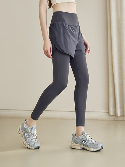 Daddect Two-In-One Yoga Pants for Women, High-Waisted, Butt-Lifting, Running Training, Quick-Dry, Tight-Fitting, Fitness Leggings, Long Pants