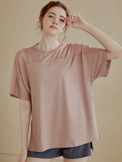 Daddect Loose Quick-Drying Sports Top Women's Short-Sleeved T-Shirt Yoga Wear Breathable Slimming Fitness Wear Cover-Up Summer