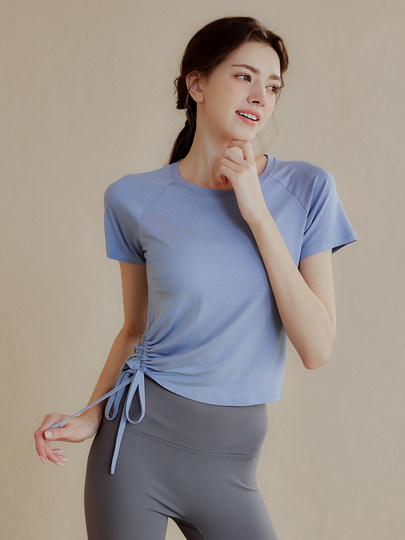 Daddect High-End Yoga Wear Short-Sleeved Women's Tight-Fitting Slimming Sports Top Pilates Training Fitness Wear Summer