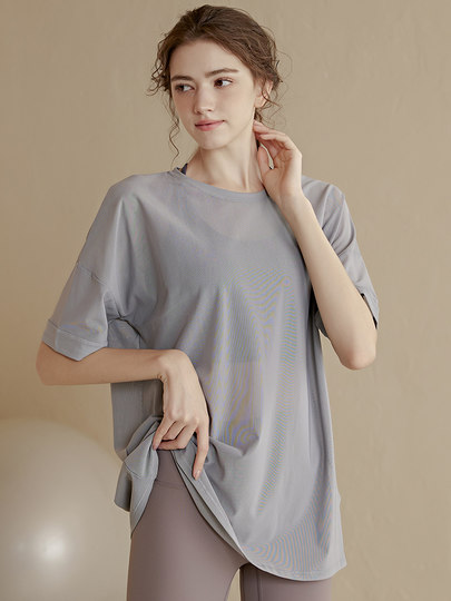 Daddect Loose Mesh Yoga Top for Women, Breathable, Lightweight, Quick-Drying, Short-Sleeved Sports Top, Fitness Wear for Summer