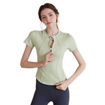 Advanced Senses Half Zip Yoga Suit Women Sports Blouse Elastic Tight Fit Short Sleeves T-shirt Running Fitness Clothing Speed Dry Clothing