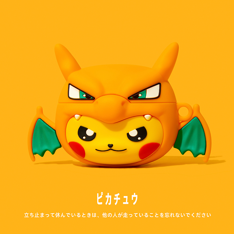 Suitable for AirPods 4 Protective Case, AirPods Pro 2 Protective Shell, Apple Bluetooth Earphone Case, AirPods Fire Dragon Pikachu, AirPods 4Th Generation Silicone Ipod Soft Case, Pro 3 Second and Third Generation