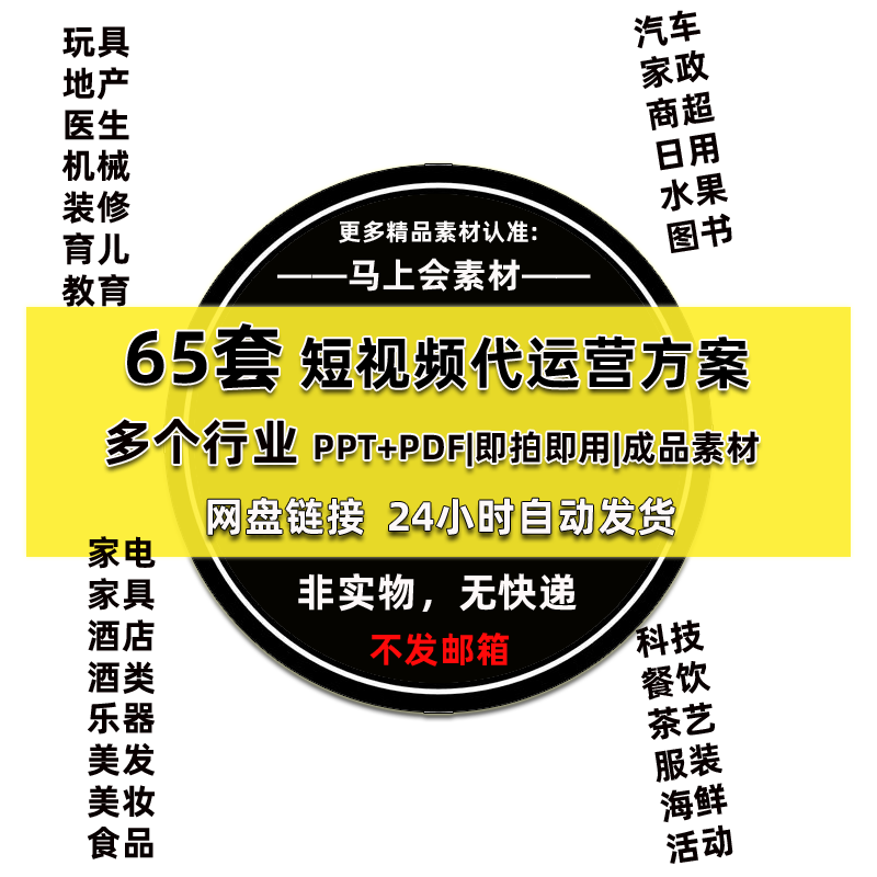 短视频代运营方案ppt成品模板素材营销策划抖餐饮音乐多个行业pdf