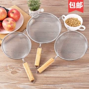 Thép không gỉ lớn colander xử lý bằng gỗ đôi tai chiên lọc dầu muỗng nhà bếp trang trại muỗng câu cá bánh bao lọc