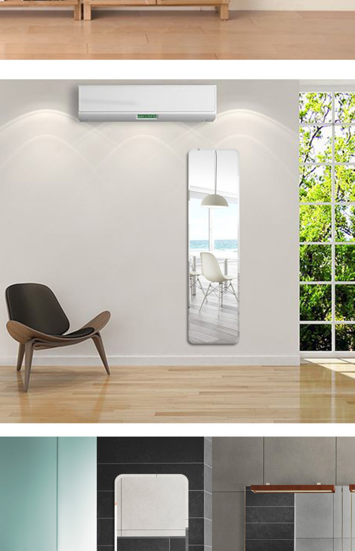 Gương mặc quần áo gương sàn gương treo tường đơn giản ký túc xá cửa hàng quần áo dán tường dán gương châu Âu không khung - Gương gương tai mèo