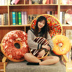 3D mô phỏng donut gối thực phẩm dễ thương văn phòng sáng tạo đệm giường trở lại ăn trưa phá vỡ đệm lớn gối Trở lại đệm / Bolsters