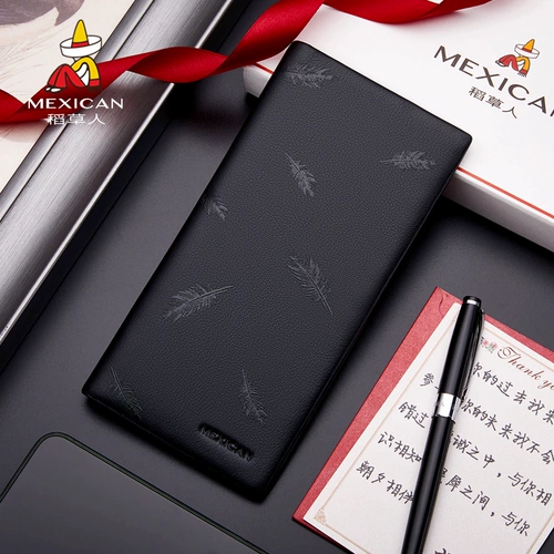 Мужской длинный модный бумажник, трендовый кошелек, из натуральной кожи, в корейском стиле, коллекция 2023