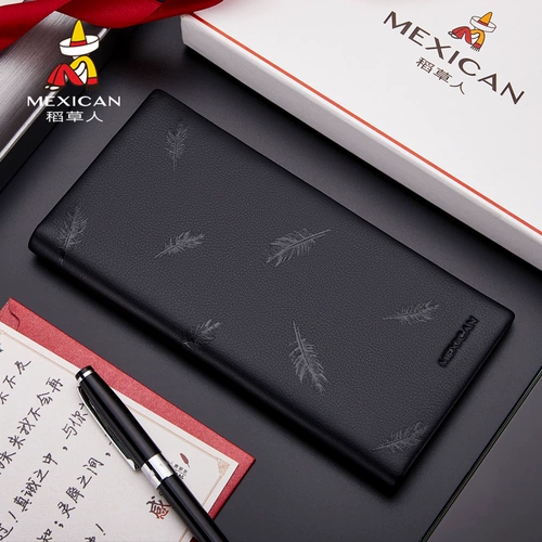 Мужской длинный модный бумажник, трендовый кошелек, из натуральной кожи, в корейском стиле, коллекция 2023