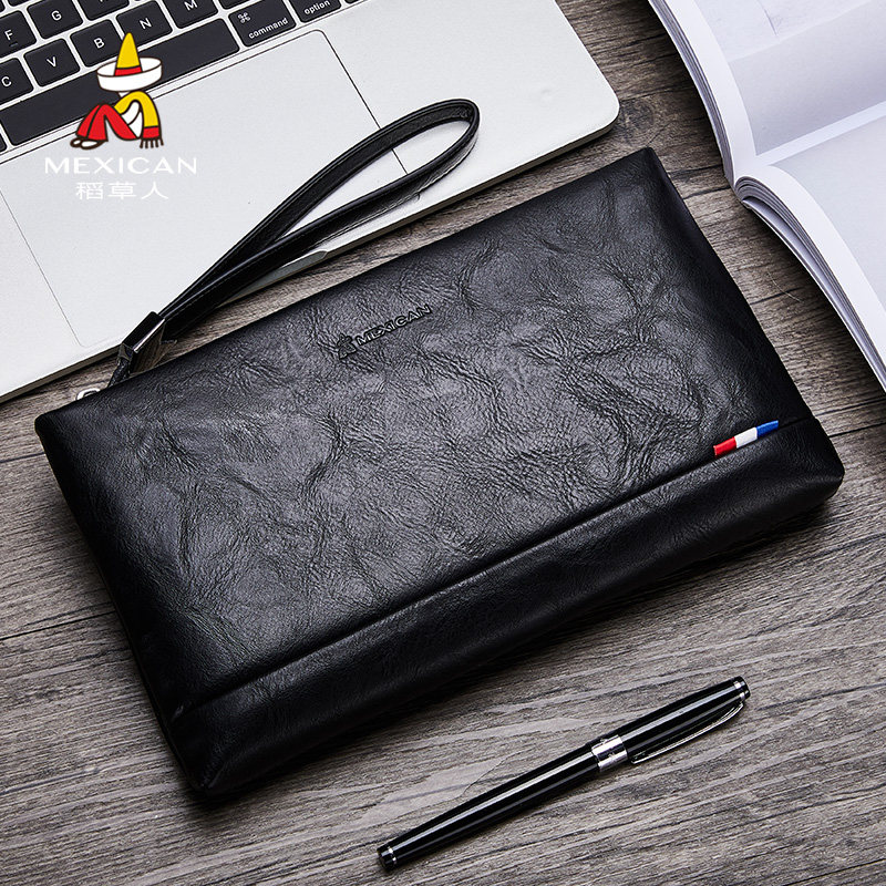 Rice Straw Man 2023 New Hands Bag Handbags Men's Fashion Boomer Hand Grip Bag Business Envelope Wallet Man-Taobao