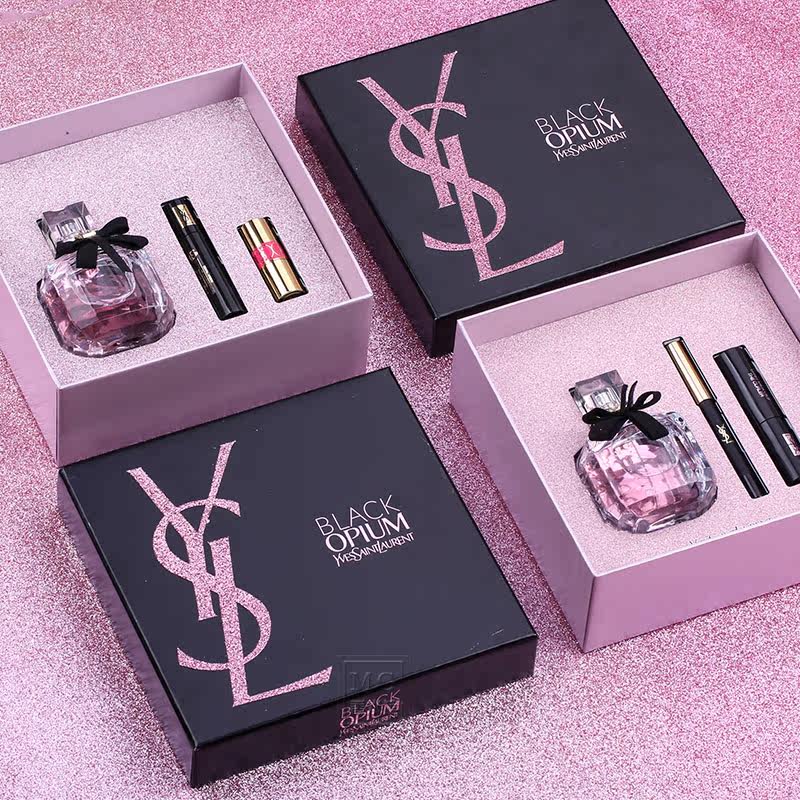 Ysl聖羅蘭黑鴉片反轉巴黎香水睫毛膏口紅送女朋友禮盒套組三件套