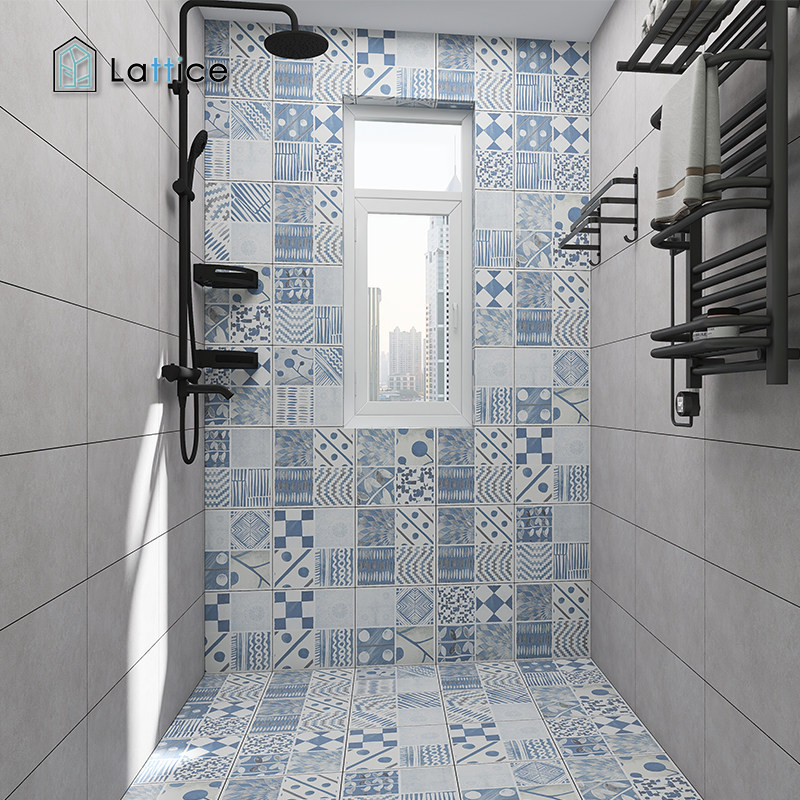 American minimalist parquet with small flower brick Nordic retro Flowers restaurant kitchen toilet tiles 300 background wall brick-Taobao