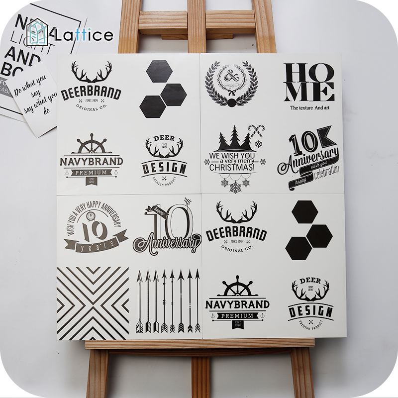 Modern simple black and white tile kitchen balcony dressing room tile background wall antique tile floral 300x300