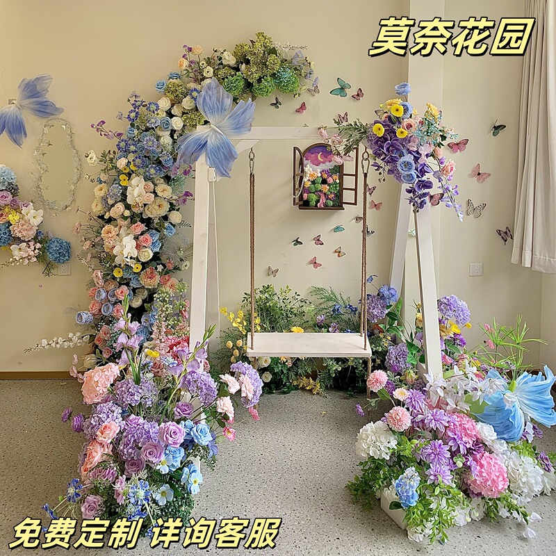 Monet's Garden Landscape Artificial Flower Window Waterfall Wedding Arrangement Arch Photo-Ready Influencer Store Window Display