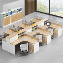 Casual Modern L-Shaped Employee Desk and Chair Combination 4/6 Staff Office Workstation Screen Financial Desk Card Holder
