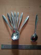 A little penguin flower pattern round spoon stainless steel soup ladle spoon size 4X17