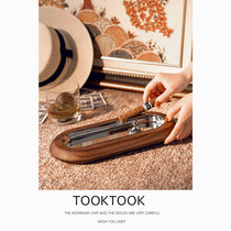 Nordic creative stainless steel walnut ashtray personalized trendy cigar cigarette high-end ashtray smoke extinguisher ornaments