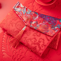 High-grade New Year red envelope Wedding universal fabric satin million yuan money bag Creative personality Year of the Ox pressure year bag Li Zi Seal