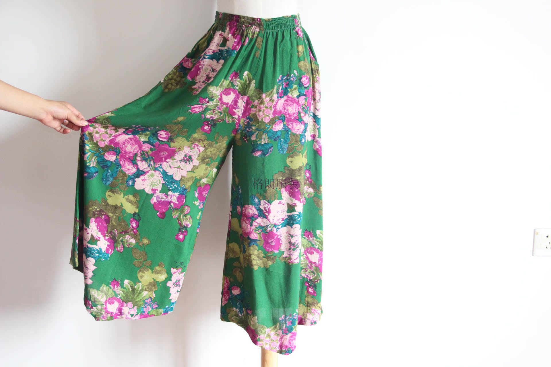 Quần lửng ống rộng cỡ trung niên rộng bằng vải cotton nữ mùa hè phù hợp với áo thun ngắn tay cho mẹ hai dây hè - Quần áo của mẹ đồ mặc nhà trung niên