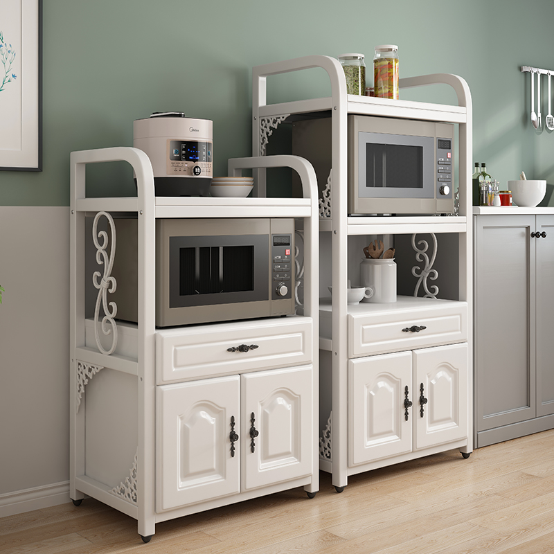Kitchen shelves floor-to-ceiling multi-storey storage cabinets Home oven microwave oven shelves Multi-functional pot storage shelves