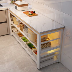 Slate Kitchen Storage Rack, Freestanding Cutting Board Table, Workbench, Multifunctional Sideboard, Cookware Storage Narrow Rack