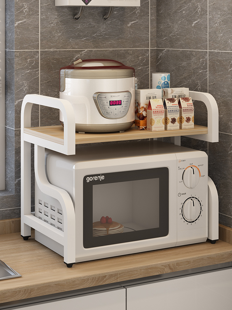 Kitchen shelf Table microwave oven shelf Double oven rack Rice cooker storage shelf supplies seasoning tank rack