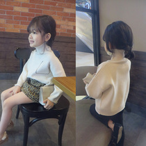 Foreign trade Korean childrens clothing 18 winter temperament Joker thread fake pocket turtleneck women knitted sweater base shirt