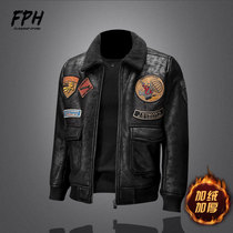 Mens fur coat locomotive leather jacket plus suede thickened 2020 new winter leather clothes integrated male coat trend handsome