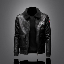 Fur integrated male coat 2021 autumn winter new mens leather clothes plus suede thickened locomotive leather jacket trend handsome