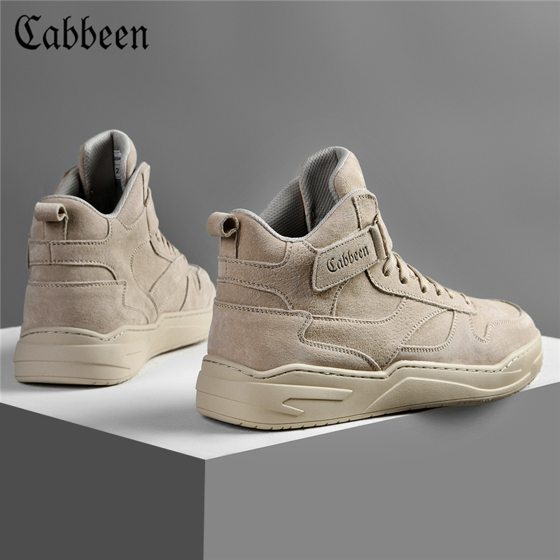 Carbine leather high-top shoes men's trendy shoes men's shoes 2022 new trendy winter plus velvet sneakers sports casual work clothes shoes