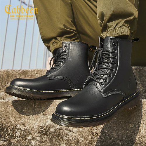 Martens, мужская высокая черная весенняя утепленная удерживающая тепло обувь в английском стиле, в британском стиле