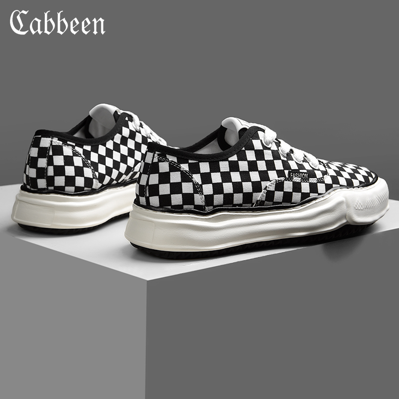 Carbine canvas shoes men's autumn 2022 winter new checkerboard lattice thick-soled dissolving shoes Japanese clown shoes skate shoes
