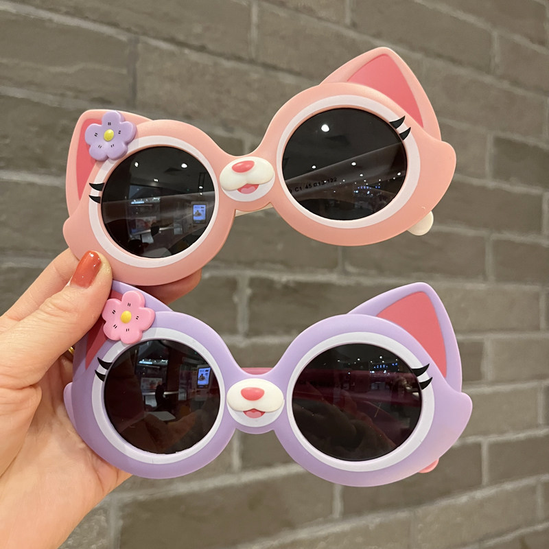 Children's silicone gel sunglasses kid cartoon polarized glasses male and female anti-ultraviolet ink mirror sunglasses trend-Taobao