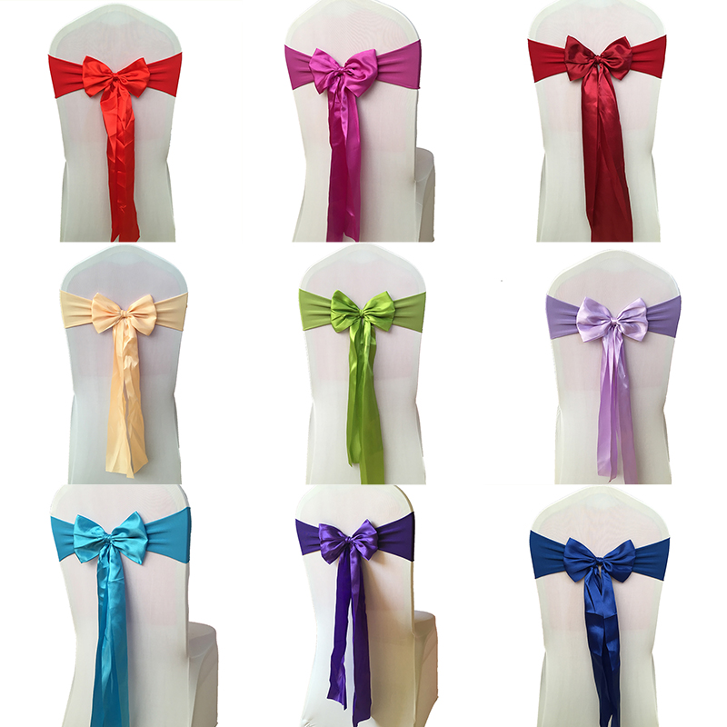Hot sale New fuchsia sapphire blue Free chair back bow elastic chair cover back Flower wedding decoration supplies