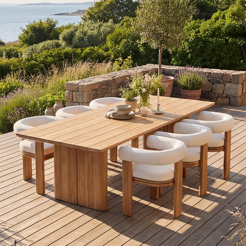 Nordic Outdoor Solid Wood Table and Chair Set, Courtyard Light Luxury Designer High-End Furniture, Leisure Solid Wood Furniture Set Nordic Outdoor Solid Wood Table and Chair Set, Courtyard Light Luxury Designer High-End Furniture, Leisure Solid Wood Furniture Set