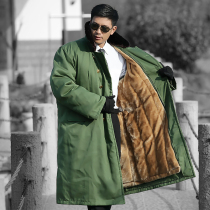 Military cotton coat cotton coat male Winter plus velvet thick long security coat cold cotton jacket fleece military green coat