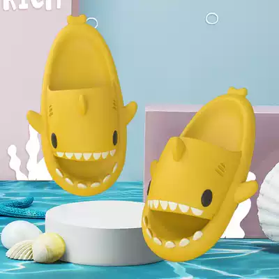 Shark slippers female summer men adult couple home cute deodorant non-slip funny stepping on shit cartoon blue